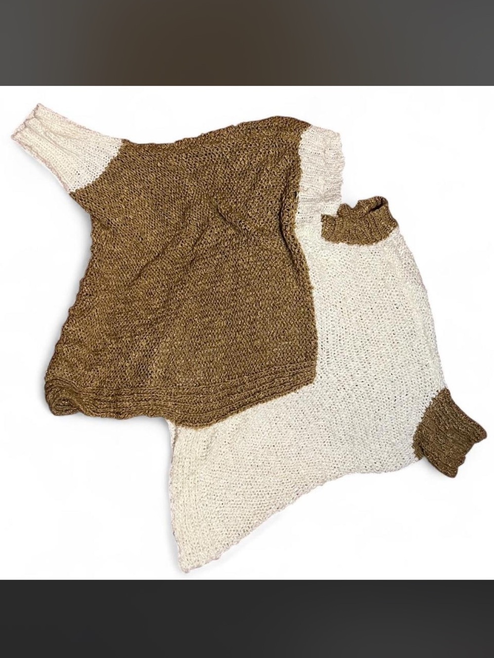 Two-Tone Brown and Cream Women’s Knit Sweater